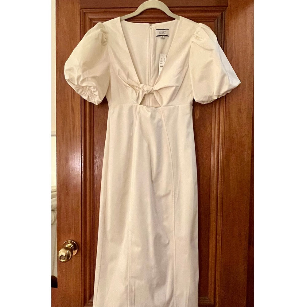 J. Crew Collection Cutout Puff-Sleeve Dress in Cotton Twill - NWT, Size 2